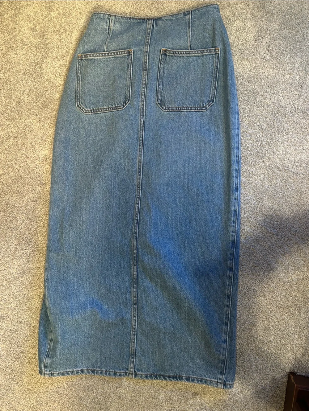 Zara Blue Straight-Leg Jeans Skirt with Asymmetric Button Placket